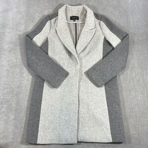 Ann Taylor Women Medium Two Tone Gray Colorblock Wool Blend Long Blazer Coat